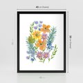 Plakat w ramie 40x50 - Migocące Widoki Kwiatów - akwarelowe polne kwiaty, minimalistyczny plakat - rama czarna