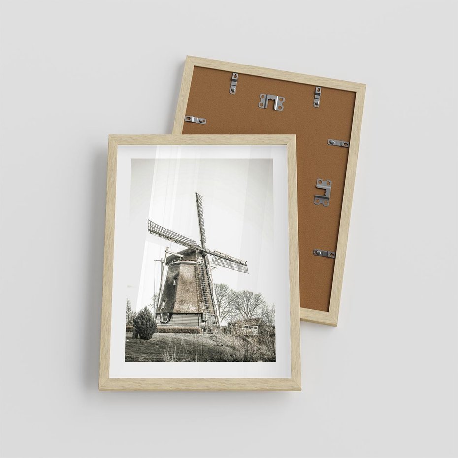 Plakat w ramie 30x40 - Wiejska Idylla z Młynem - wiatrak, młyn - rama drewno