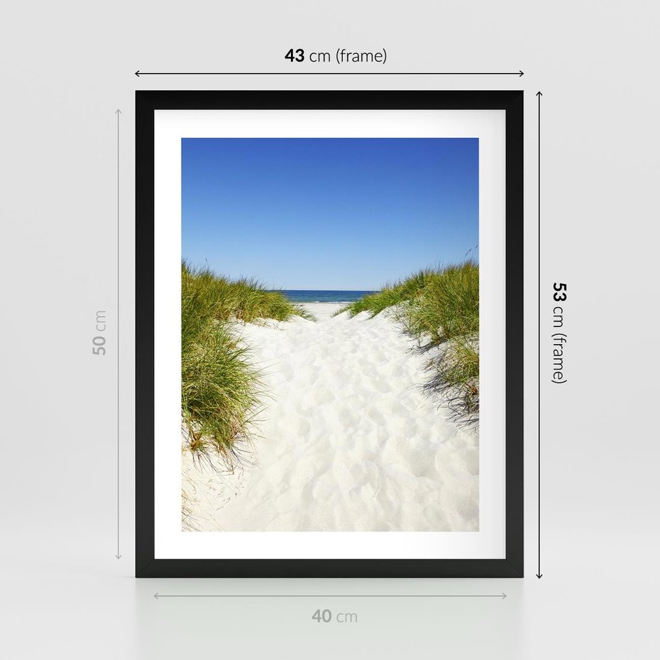 Plakat w ramie 40x50 - Relaks nad Morskimi Wzgórzami - plaża, wydmy - rama czarna