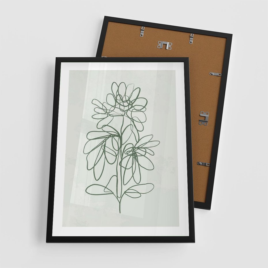 Plakat w ramie 50x70 - Spokojne Poddanie Naturze - zielony plakat, roślinne inspiracje - rama czarna