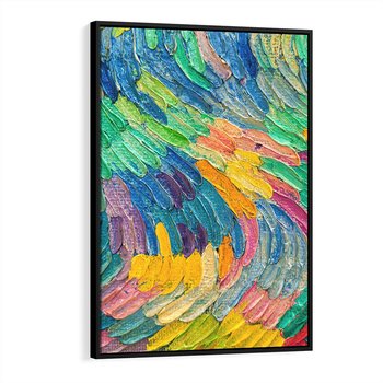 Obraz w ramie 50x70 - Egzotyczne Pióra - abstrakcyjne dzieło, farby olejne - rama czarna