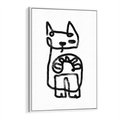 Obraz w ramie 70x100 - Portret Kociej Duszy - szkic kota, prymitywizm - rama biała