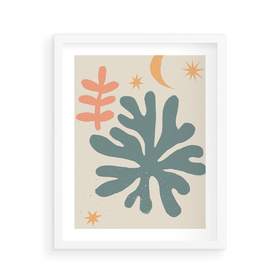 Plakat w ramie 40x50 - Rozbłysk Emanacji - boho formy, kształty - rama biała