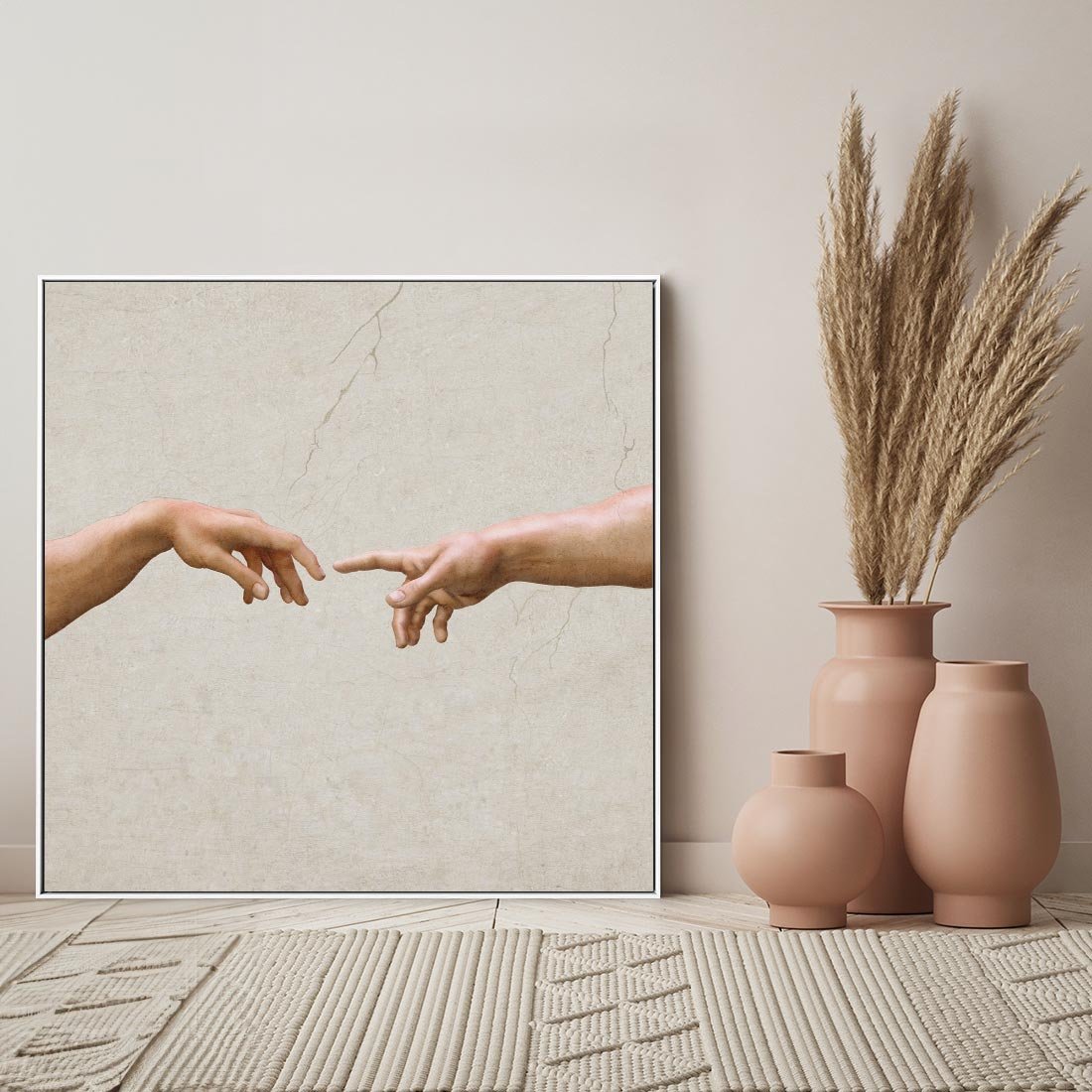 Obraz w ramie 50x50 - Antyczna Twórczość - inspiracja, Michał Anioł - rama biała