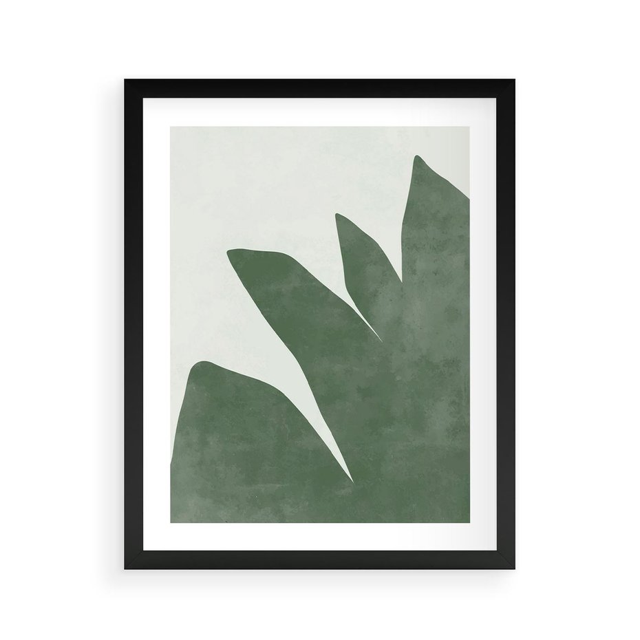 Plakat w ramie 40x50 - Oaza Harmonii - abstrakcyjny kształt, zielony plakat - rama czarna