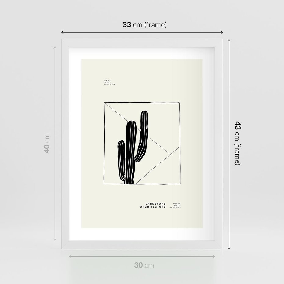 Plakat w ramie 30x40 - Zaklęta roślinna ekspresja - nowoczesna sztuka, minimalistyczny styl - rama biała