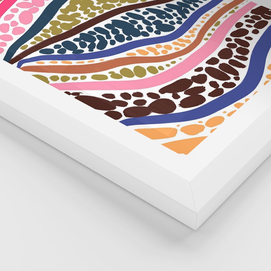 Plakat w ramie 40x50 - Wibracje Plam - kolorowe wzory, tęczowe żywe kolory - rama biała