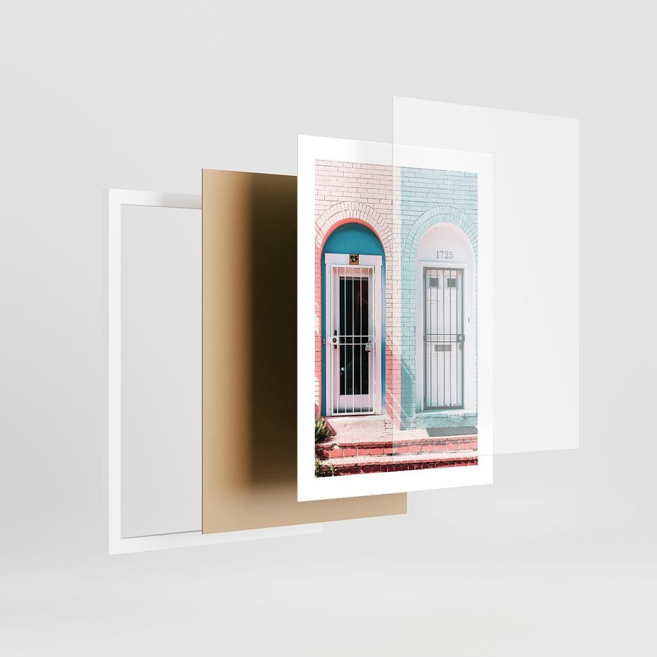Plakat w ramie 30x40 - Urok Starych Drzwi - stare retro drzwi kamienicy, pastelowe kolory - rama biała