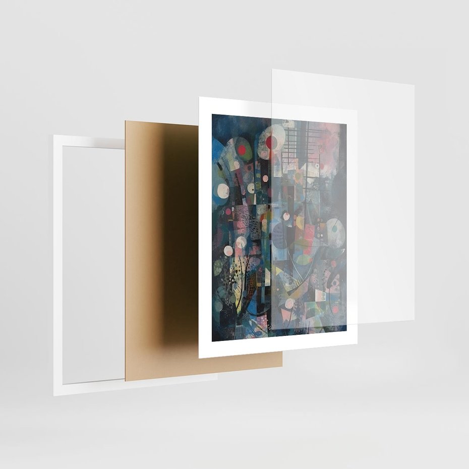 Plakat w ramie 40x50 - Rozbijając Granice Kreatywności - abstrakcyjny obraz, sztuka abstrakcji - rama biała