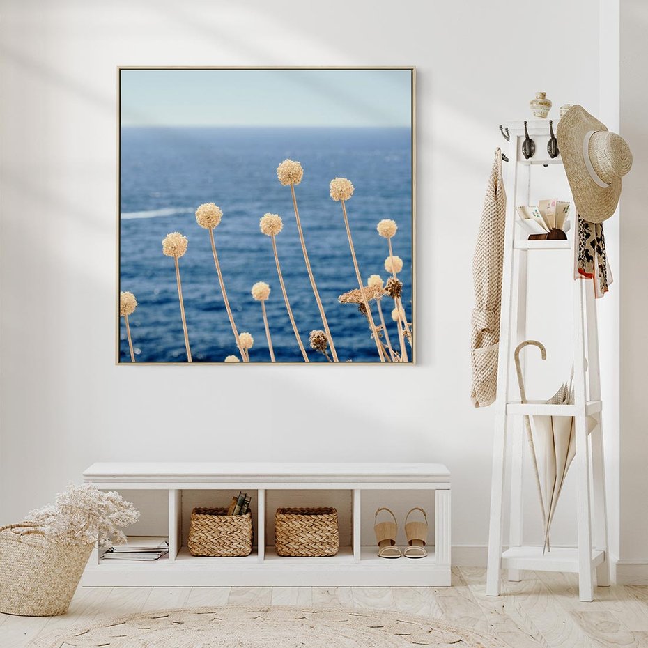 Obraz w ramie 50x50 - Kontrasty Natury - fotografia, pierwszy plan sucha roślinność - rama drewno