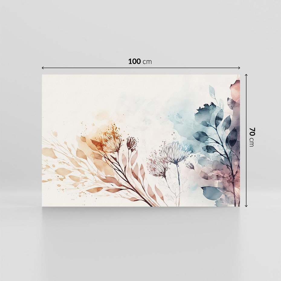 Obraz na płótnie 100x70 - Nostalgiczne tańce pędzla - akwarelowe kwiaty, gałęzie