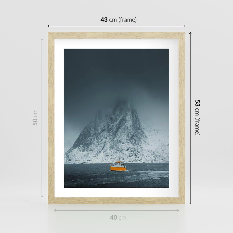 Plakat w ramie 40x50 - Skandynawski pejzaż - skadynawski, pejzaż - rama drewno