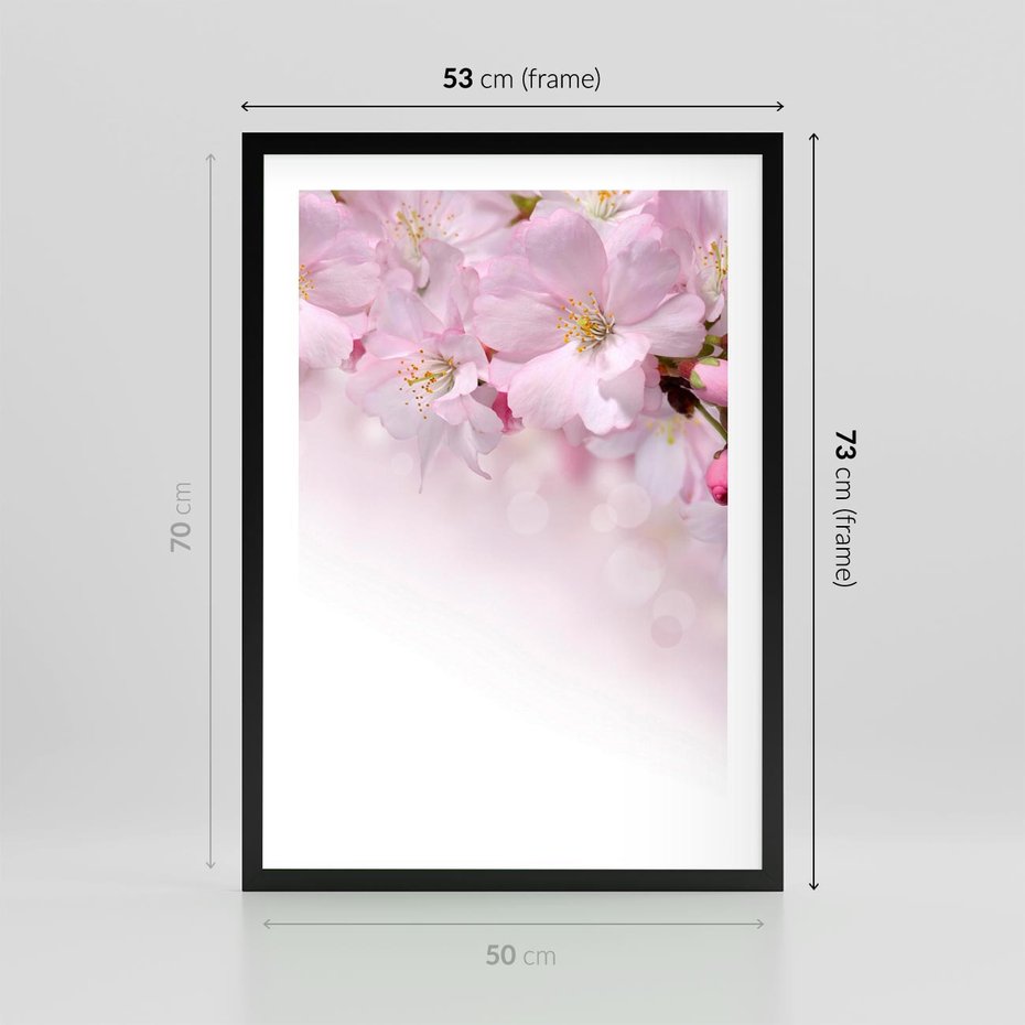 Plakat w ramie 50x70 - Kwitnąca Wiśnia - kwiaty, kwitnącej - rama czarna