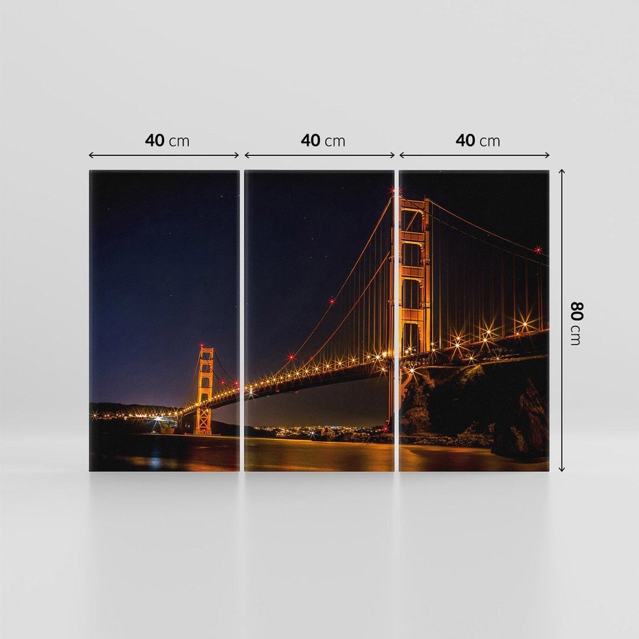 Obraz na płótnie 120x80 - Golden Gate nocą - USA - Golden Gate, noc