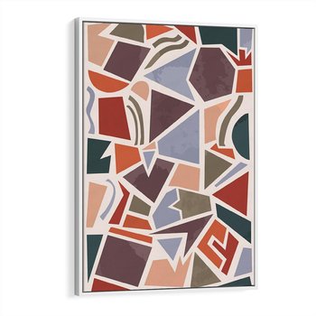 Obraz w ramie 80x120 - Intrygujące Rozbicie - gemoetryczne kształty, mozaika - rama biała