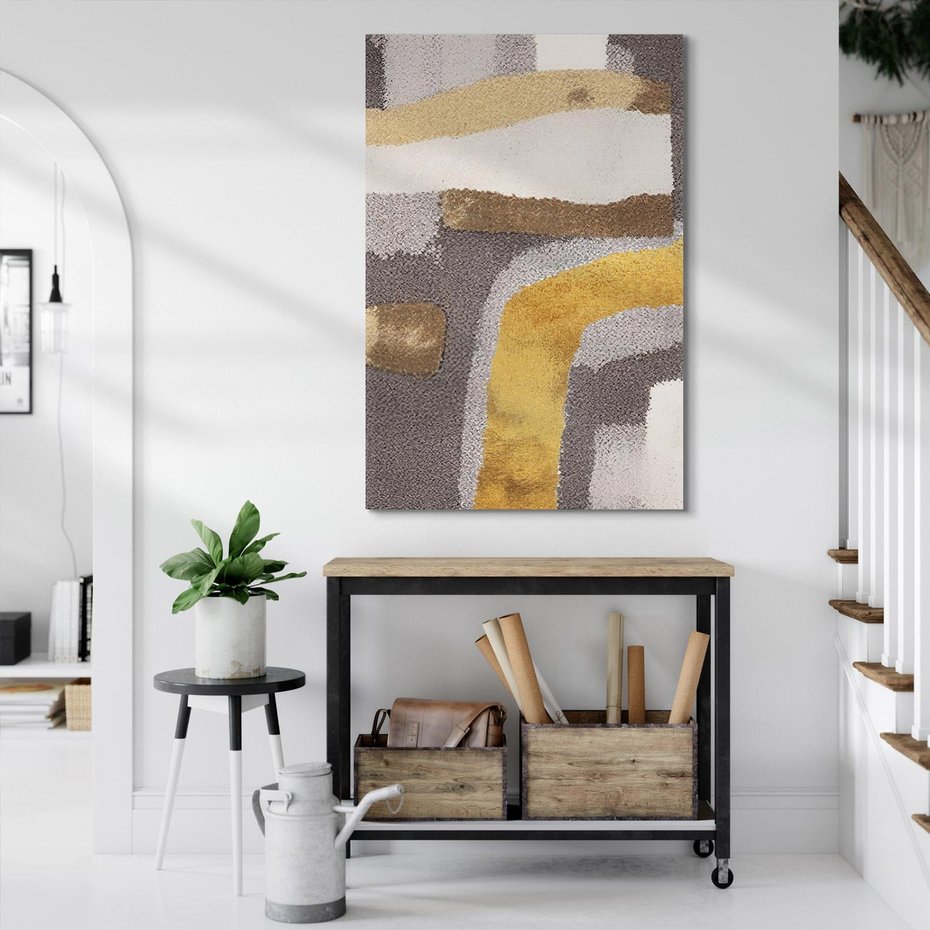 Obraz na płótnie 70x100 - Złote Krzywe - abstrakcja, krzywe linie