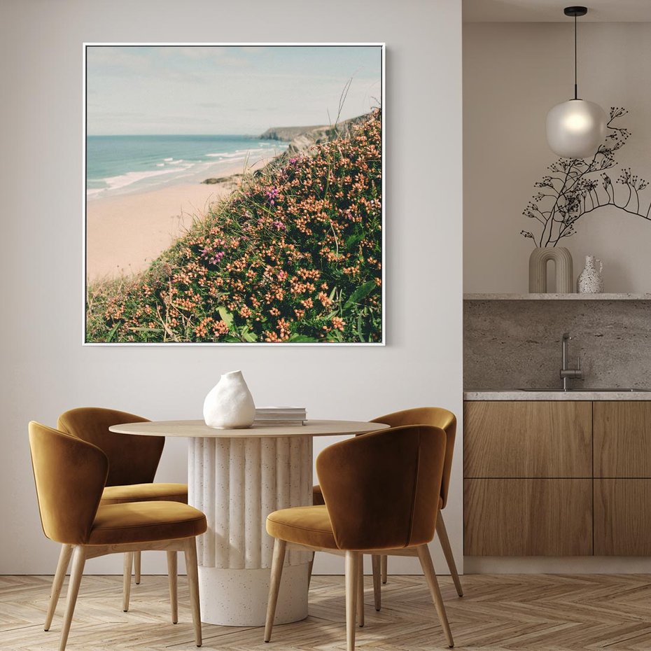 Obraz w ramie 50x50 - Perspektywa Klifu - fotografia, ocean - rama biała