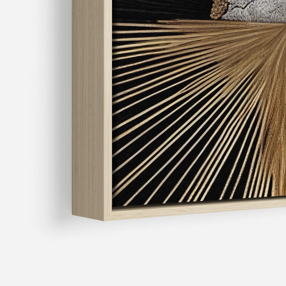 Obraz w ramie 50x50 - Metaliczne Boho Abstrakcje - boho, słońce - rama drewno