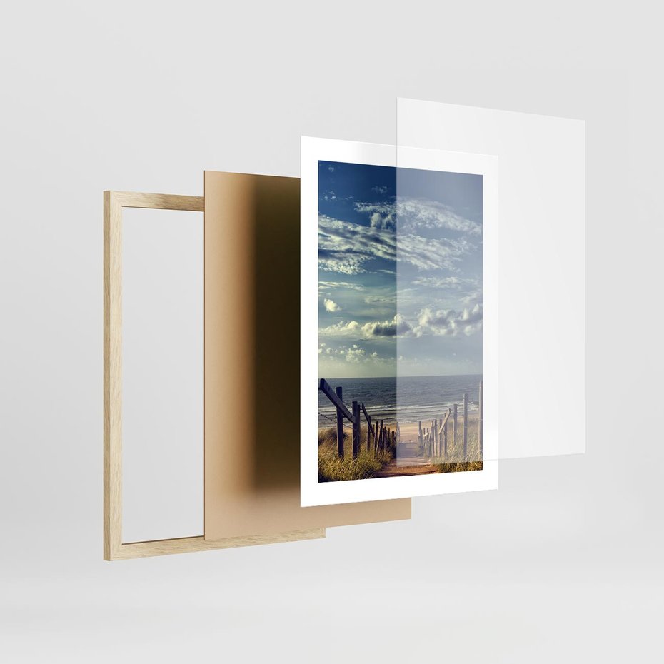 Plakat w ramie 30x40 - Plaża i morze - plaża, morze - rama drewno