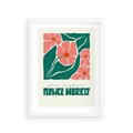 Plakat w ramie 30x40 - Retro Inspiracja - minimalistyczna kwiatowa kompozycja, pastelowe kolory - rama biała