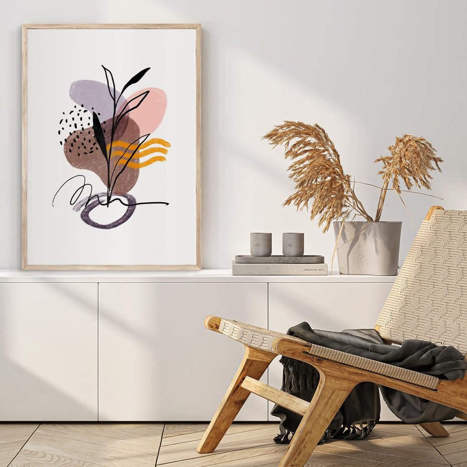 Plakat w ramie 30x40 - Bezgraniczne Impulsy - abstrakcja, sztuka nowoczesna - rama drewno