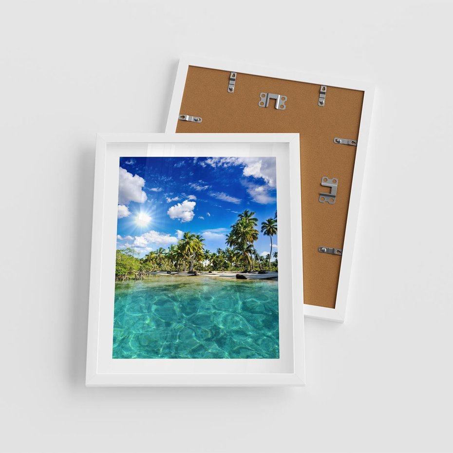 Plakat w ramie 40x50 - Rajskie wakacje na plaży - plaża, wakacje - rama biała