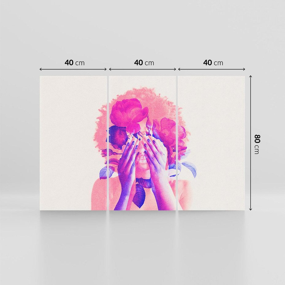 Obraz na płótnie 120x80 - Kwiaty we Włosach - różowa postać, grafika