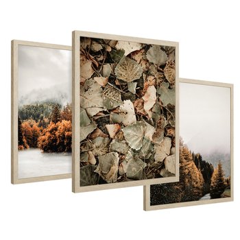 Zestaw obrazy w ramie 40x50 galeria - Krajobraz, góry, jesień, liście - rama drewno