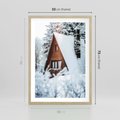 Plakat w ramie 50x70 - Zimowe Ustronie w Lesie - domek w lesie, zimowy las - rama drewno
