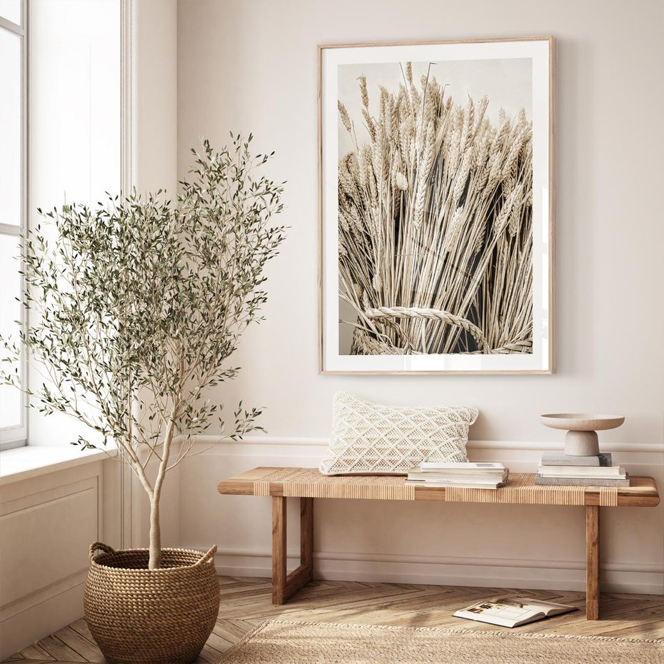 Plakat w ramie 50x70 - Letni Plon - zboże, kłosy zboża - rama drewno