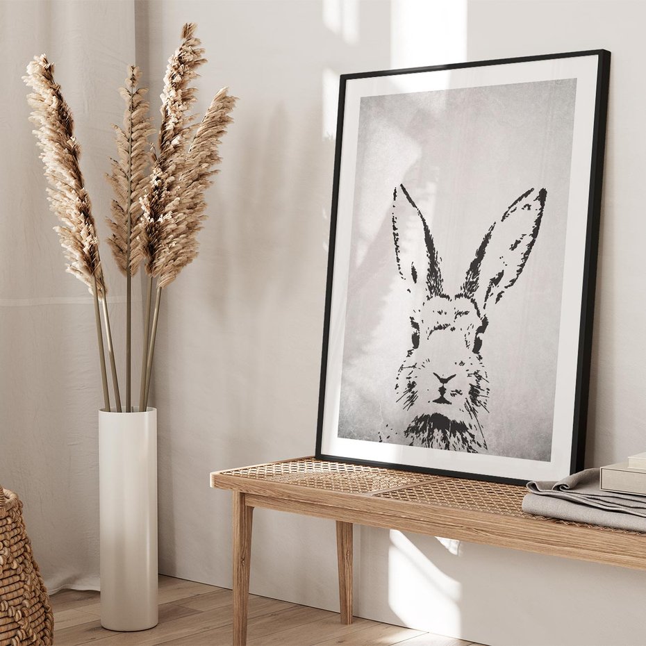 Plakat bez ramy 30x40 - Szkicowany królik w grafice - szkic, królik