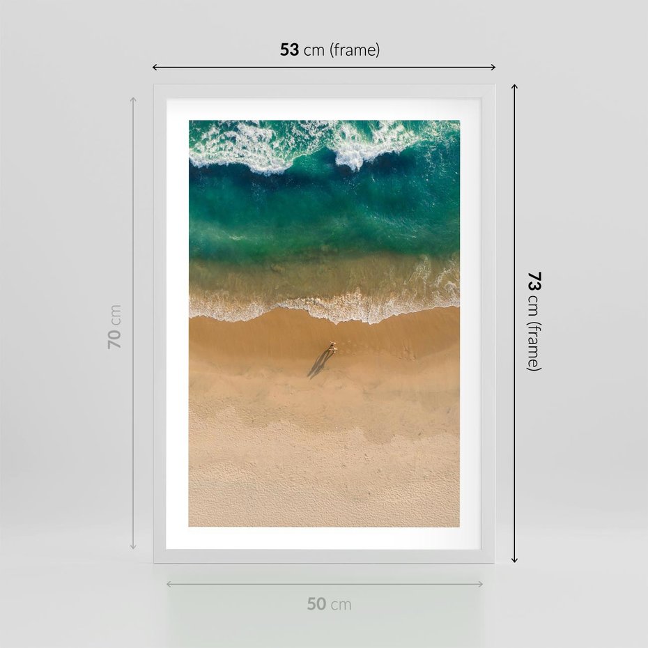 Plakat w ramie 50x70 - Oaza Relaksu - plaża, morze - rama biała