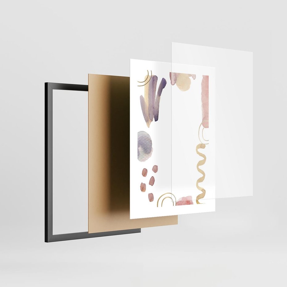 Plakat w ramie 30x40 - Wibracje Pastelowych Odcieni - abstrakcyjny plakat, akwarelowe plamy - rama czarna