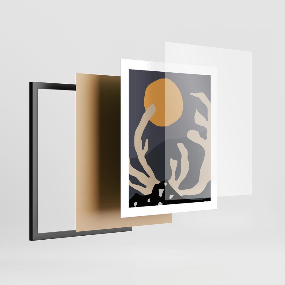 Plakat w ramie 40x50 - Tajemniczy Księżyc - nowoczesna sztuka, plakat - rama czarna
