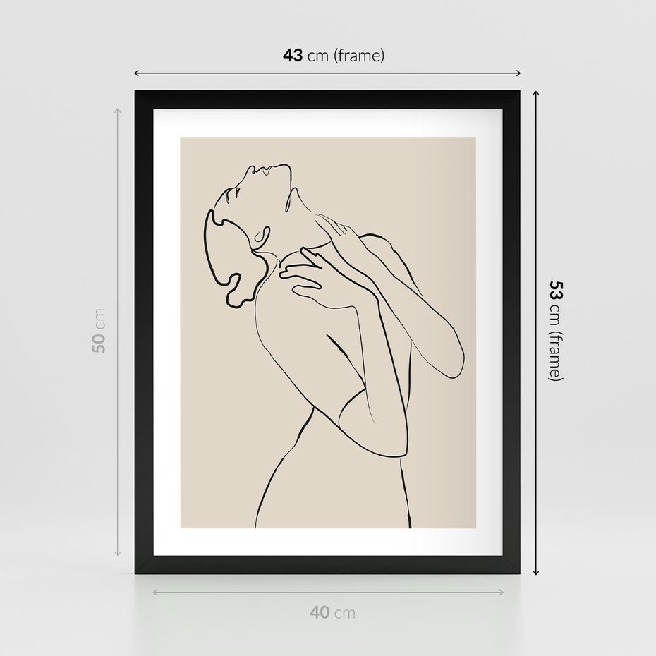 Plakat w ramie 40x50 - Bezkresny Taniec - kobieta, szkic - rama czarna