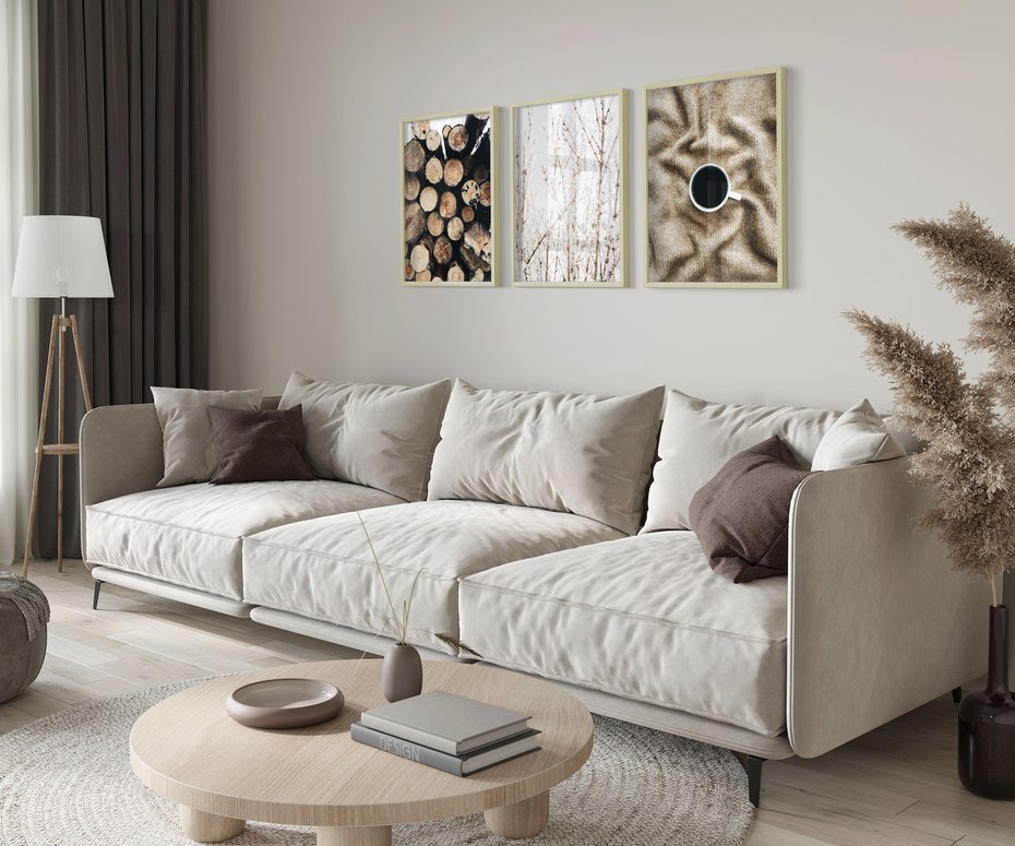 Zestaw obrazy w ramie 50x70 galeria - Kawa, zima, jesień, klimatyczne - rama drewno