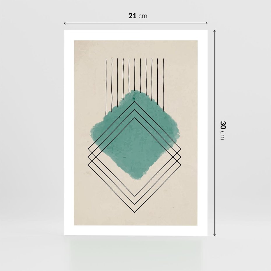 Plakat bez ramy 21x30 - Impresje Przestrzeni - akwarelowa plama, geometryczne szkicowane kształty