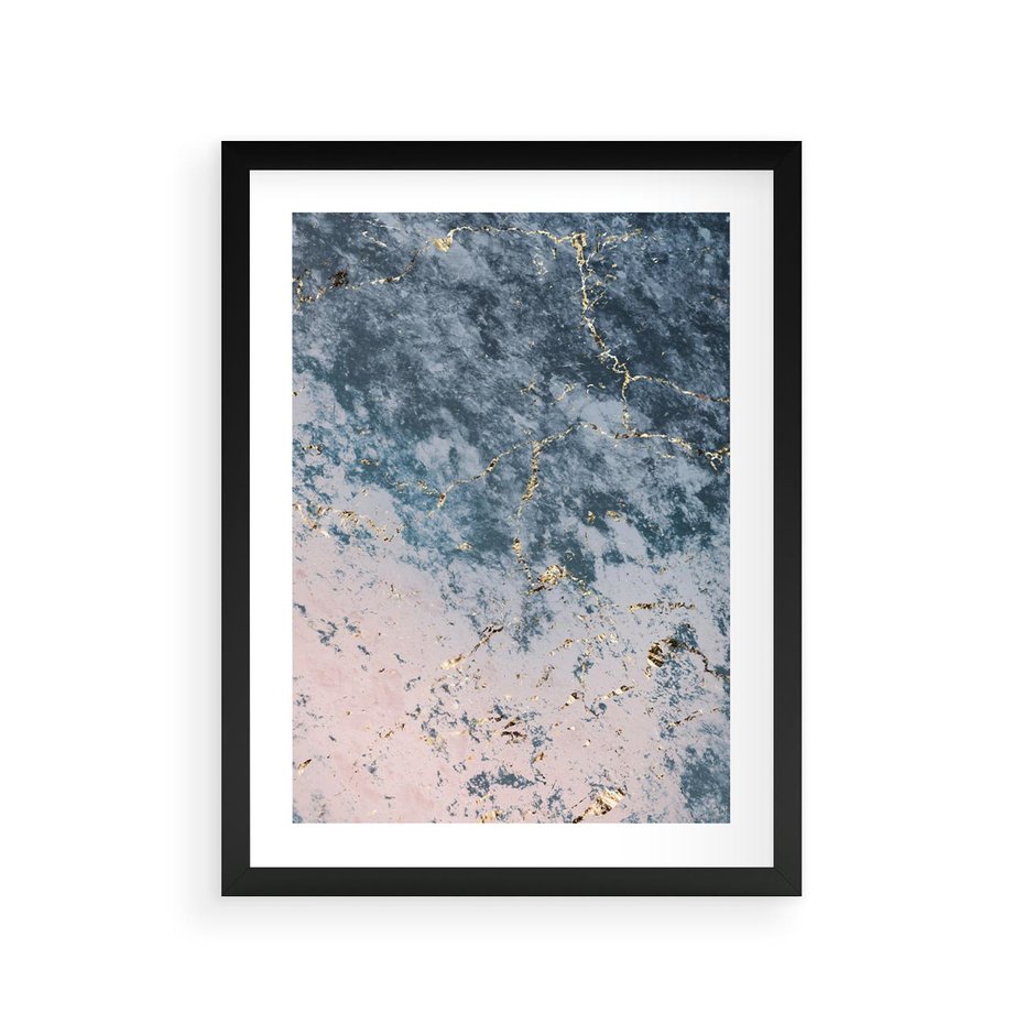 Plakat w ramie 30x40 - Elegancja i Wyrafinowanie - marmur, złoto - rama czarna