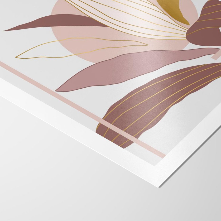 Plakat bez ramy 30x40 - Pastelowa Uroda Natury: Kwiat z Złotymi Akcentami - pastelowa grafika, kwiat