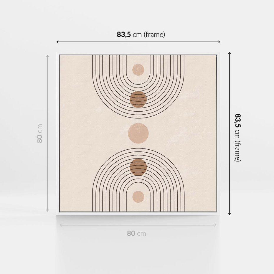 Obraz w ramie 80x80 - Zgeometryzowane Wizje - boho plakat, minimalizm - rama biała