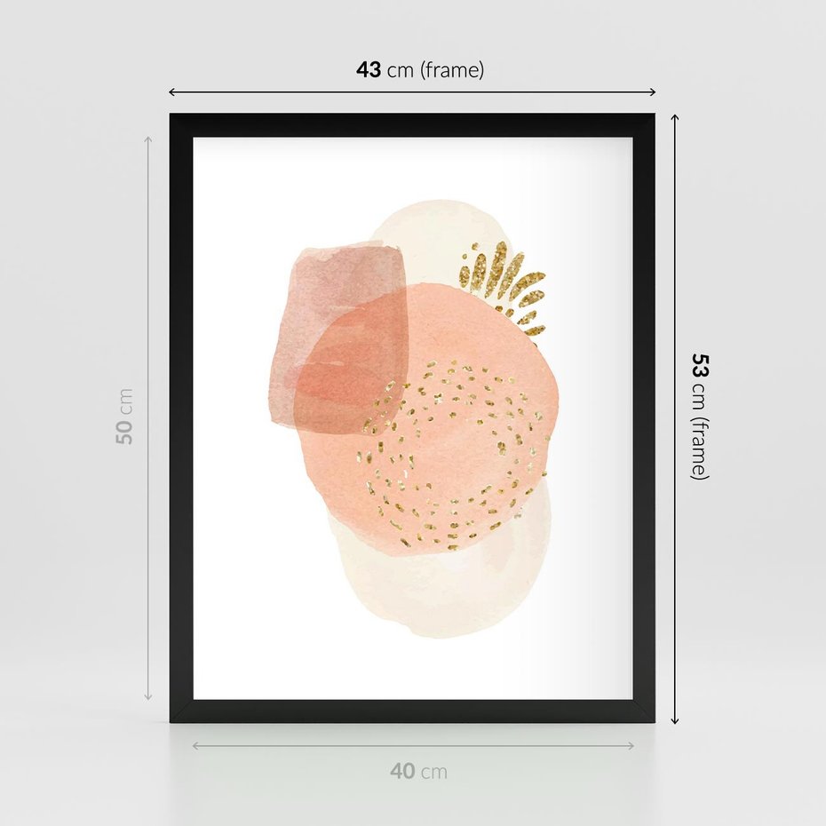 Plakat w ramie 40x50 - Migotliwe Kształty i Plamy - abstrakcyjne akwarelowe plamy, minimalizm - rama czarna