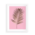 Plakat w ramie 50x70 - Promienie złotej palmy - złota, palma - rama biała