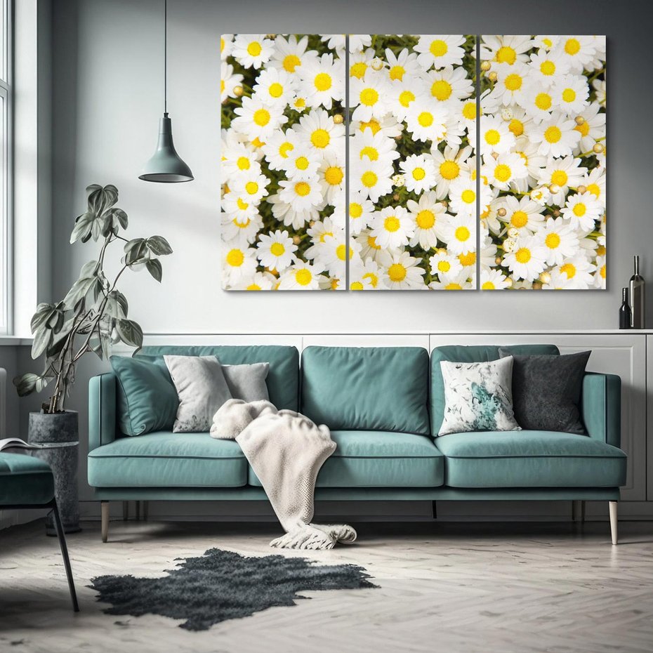 Obraz na płótnie 120x80 - Delikatność Kwiatowej Przyrody - stokrotki, kwiaty