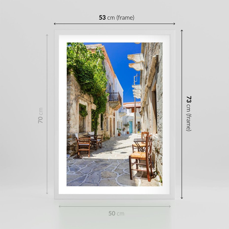 Plakat w ramie 50x70 - Magiczny Spacer - uliczka, perspektywa - rama biała