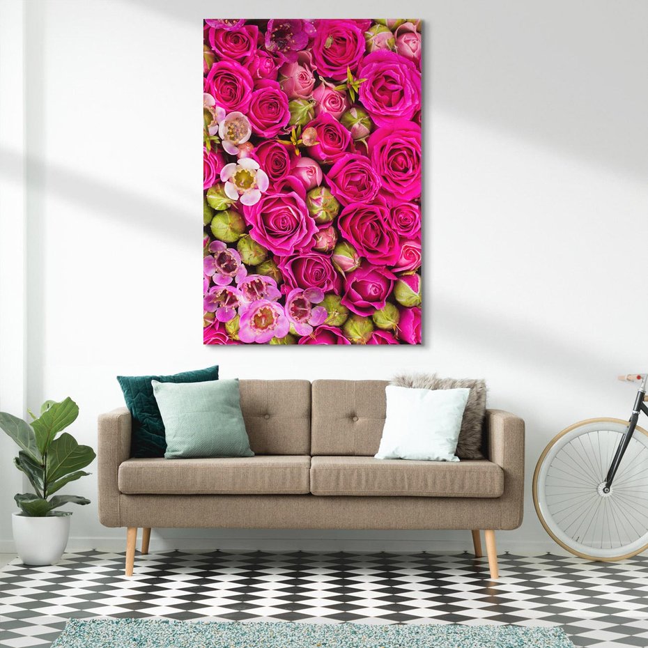 Obraz na płótnie 80x120 - Kwiatowa symfonia róż - róże, kwiaty