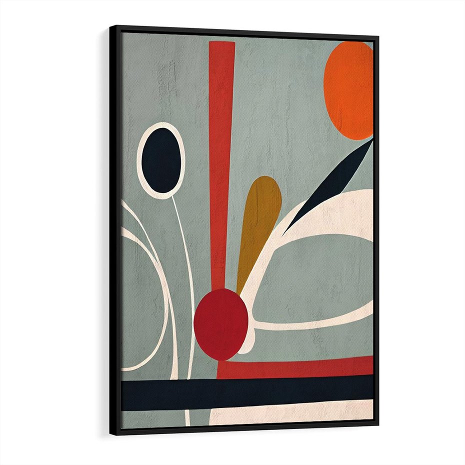 Obraz w ramie 70x100 - Harmonia Kolorowych Impulsów - abstrakcyjny obraz olejny, dziwne formy - rama czarna