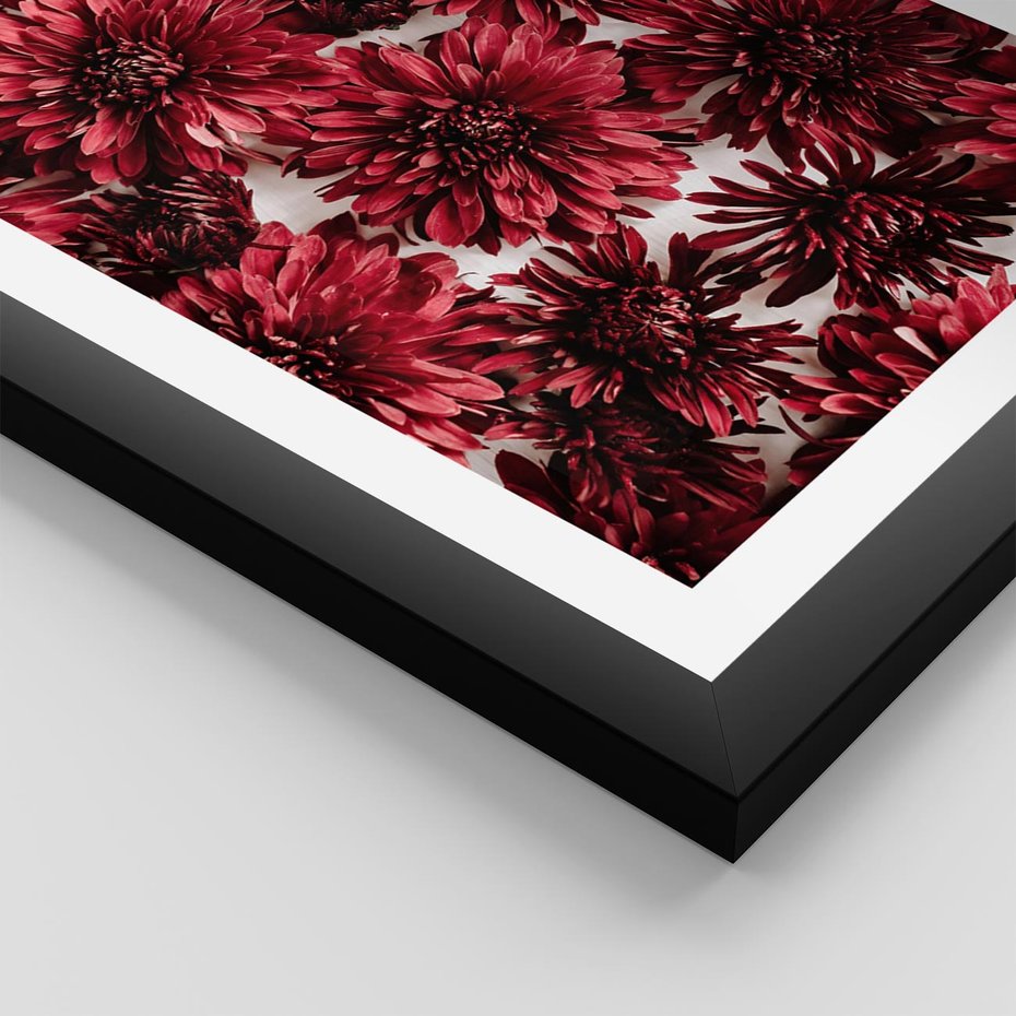 Plakat w ramie 50x70 - Energia Kwiatów - czerwone kwiaty, kompozycja - rama czarna