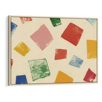 Obraz w ramie 100x70 - Tęczowe Rytmy - kolorowe tęczowe kwadraty, wesoły kolaż - rama drewno