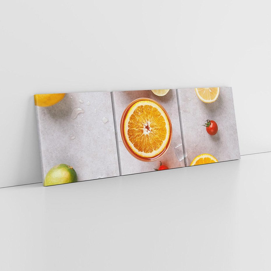 Obraz na płótnie 120x40 - Cytryny Pomarańczowy Zestaw - cytryny, pomarańcze