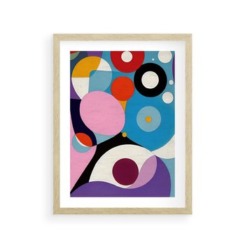 Plakat w ramie 30x40 - Kolorowe Ulotności - abstrakcyjny obraz olejny, żywe kolory - rama drewno